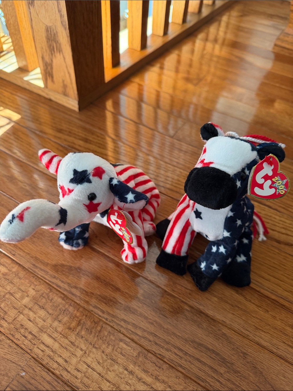 Ty Beanie Baby Patriotic Star-Spangled Elephant and Donkey Righty Lefty